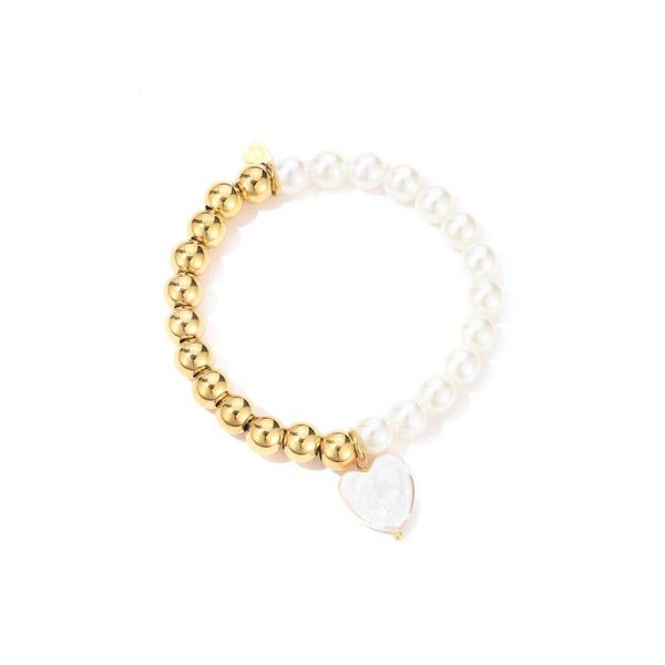 Armband elastiek Wit Hart