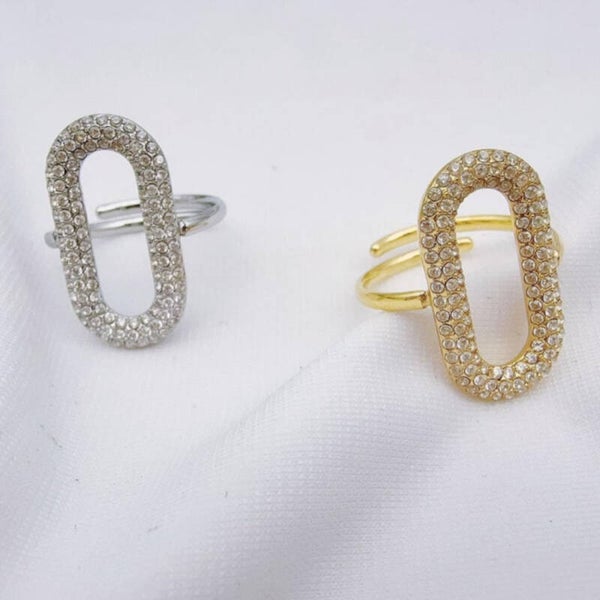 Ring Ovaal Strass goud