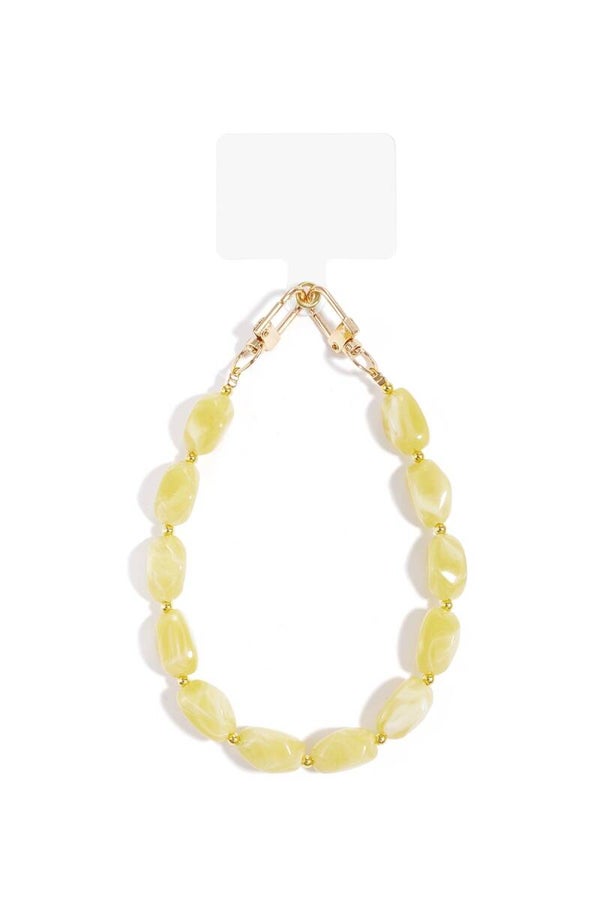 Telefoonkoord kralen lichtgeel