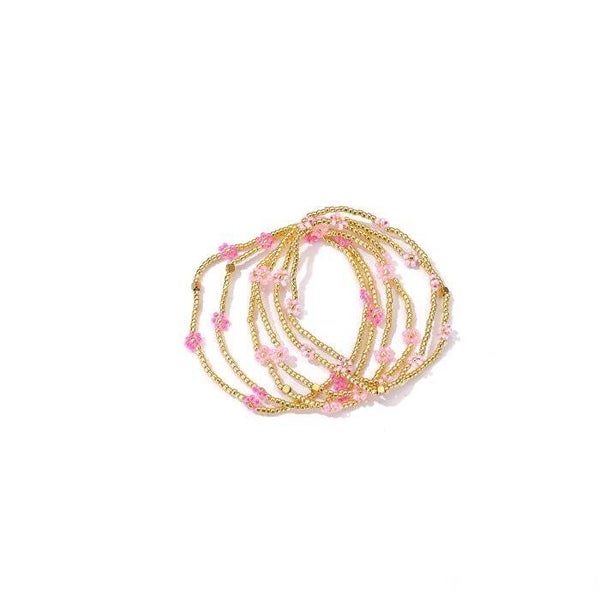 Kralenarmbandenset Bloemen roze