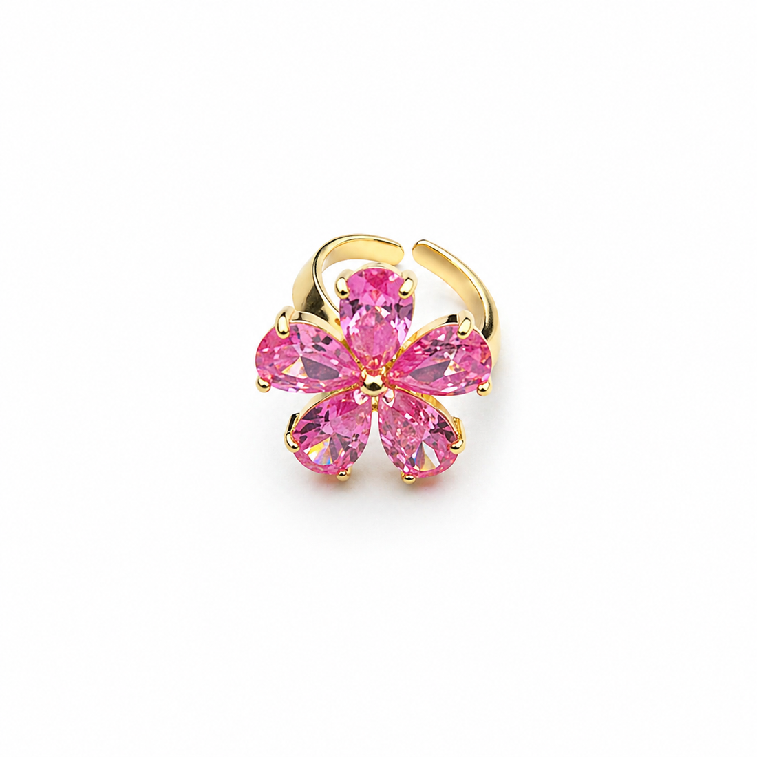 Ring Strassy Flower roze