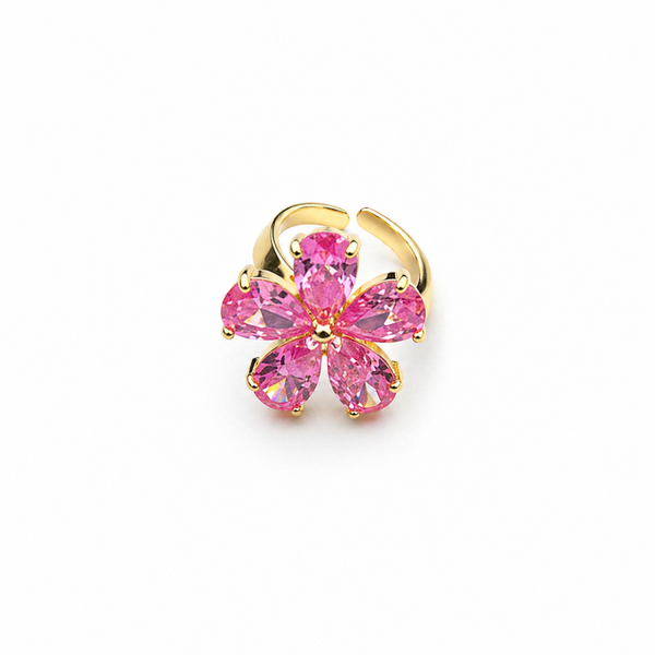 Ring Strassy Flower roze