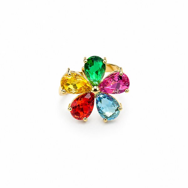 Ring Strassy Flower (multi)