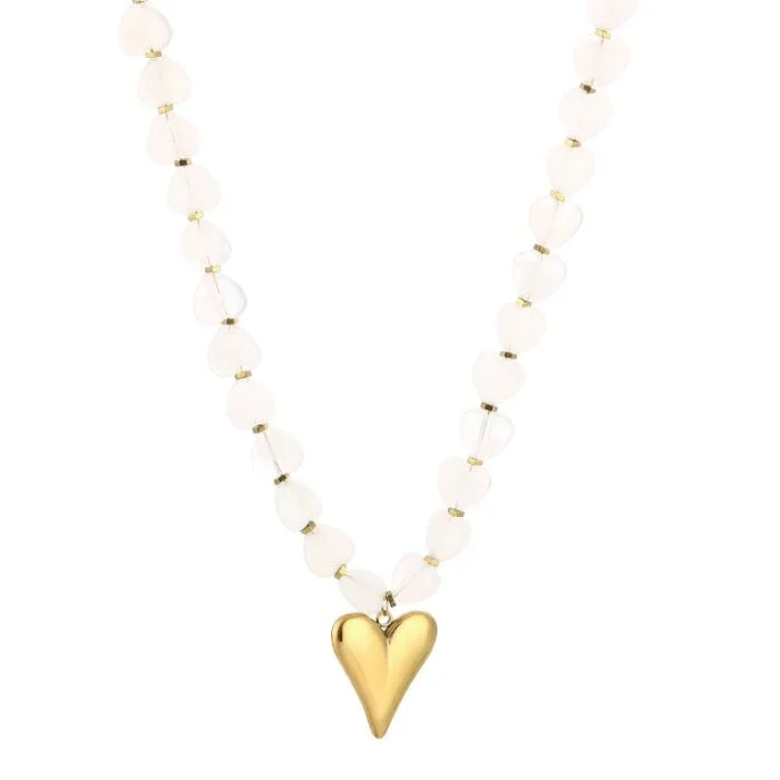 Ketting kralenhartjes wit