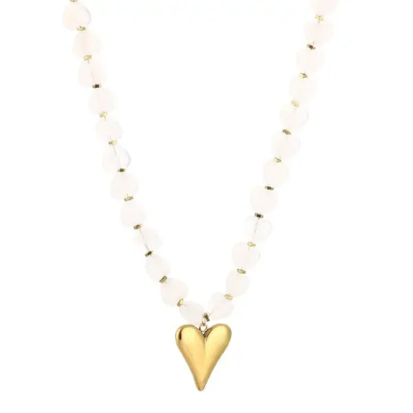 Ketting kralenhartjes wit