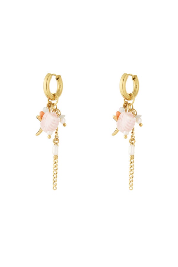 Oorbellen pink shell