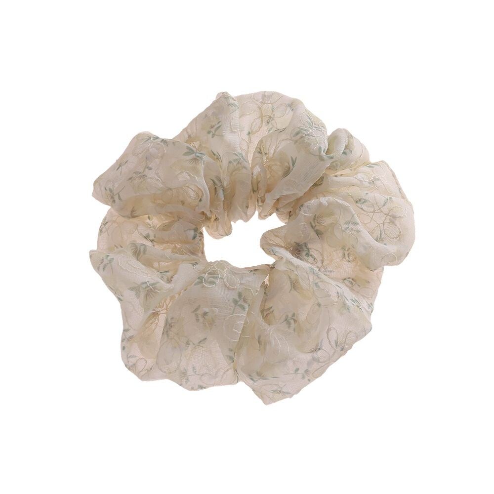 Scrunchie Bloemen beige/groen