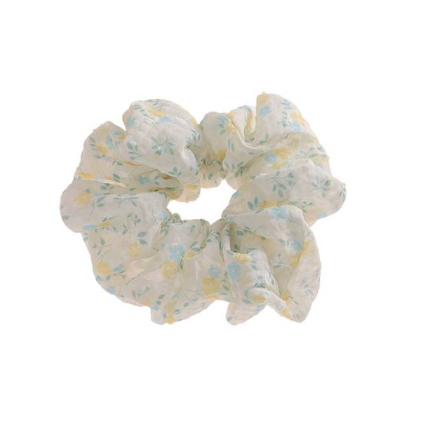 Scrunchie bloemen geel/blauw