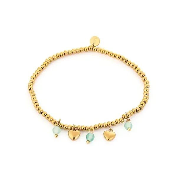Kralenarmband met hartjes groen