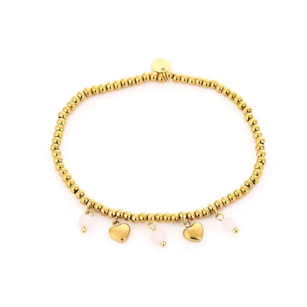 Kralenarmband met hartjes lichtroze