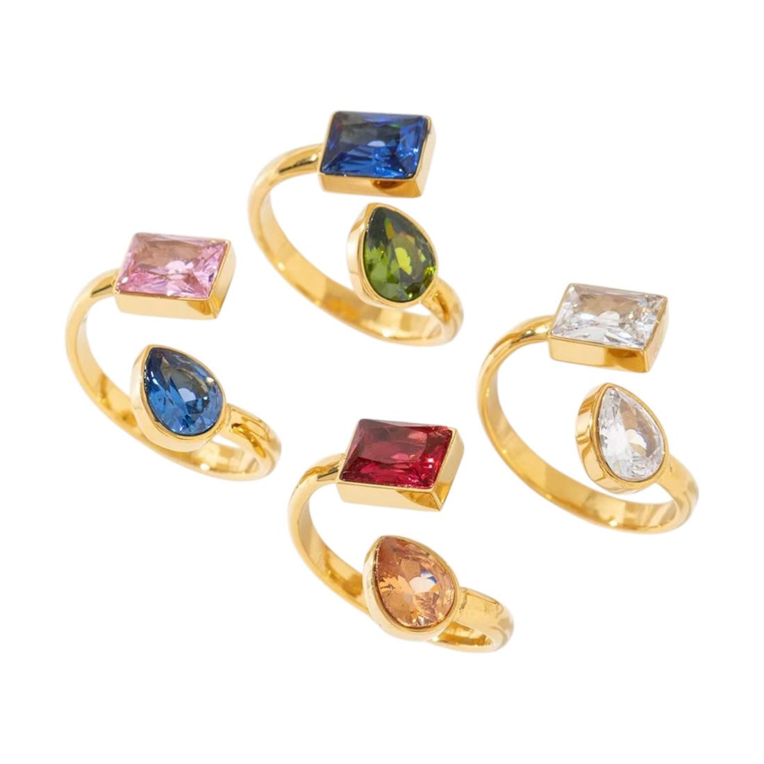 Ring Double Stone (bruin/rood)