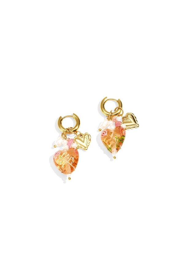 Pastelkleurige hart oorbellen roze
