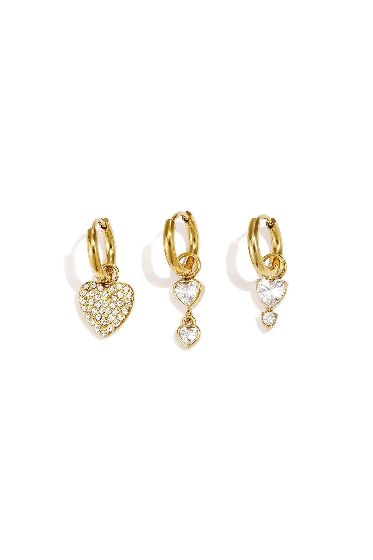 Oorbellen Set 3 gaatjes hart