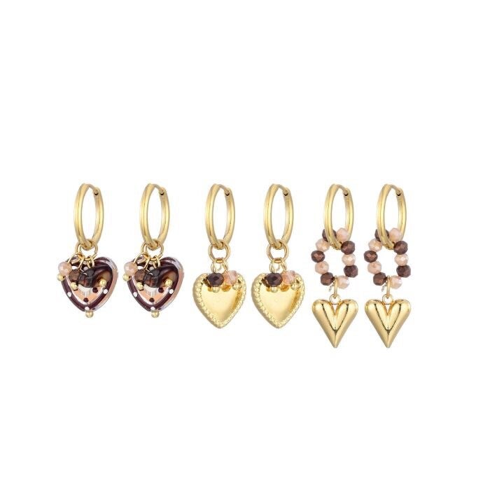 Oorbellen Set Brown Love