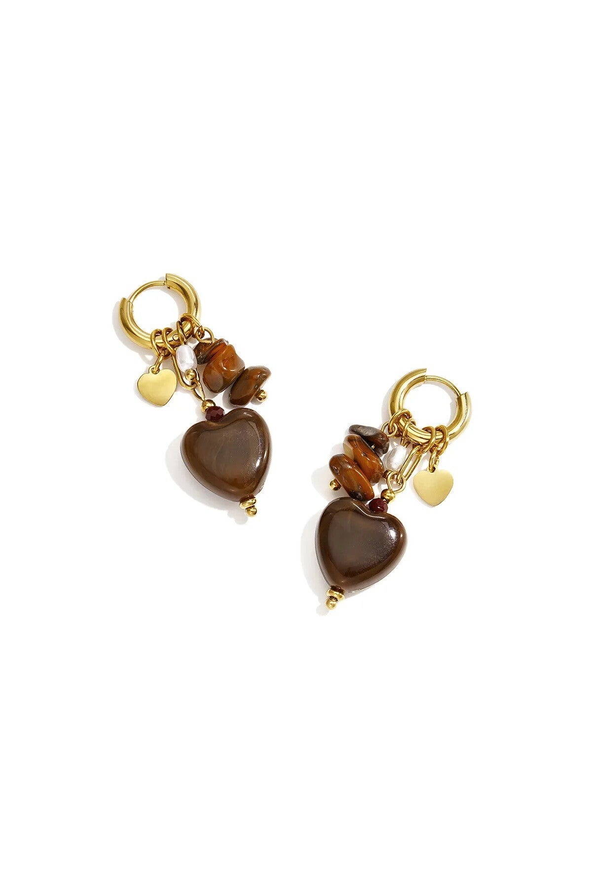 Oorbellen Love Heart Bruin