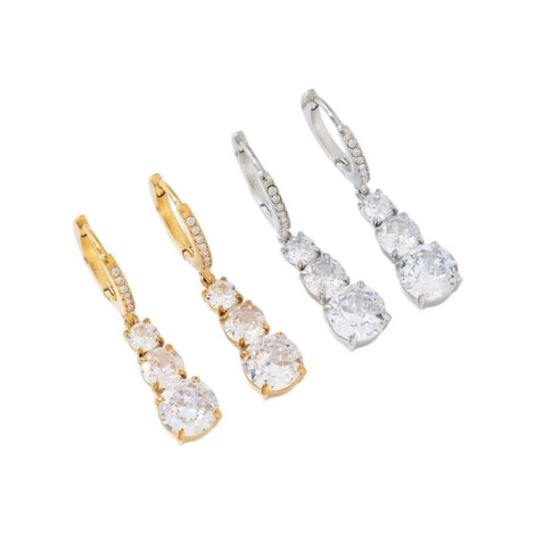 Oorbellen Triple Strass (goud)
