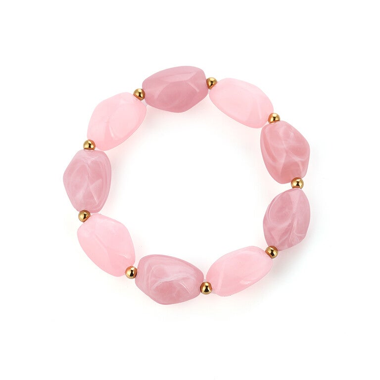 Kralen armband elastiek roze