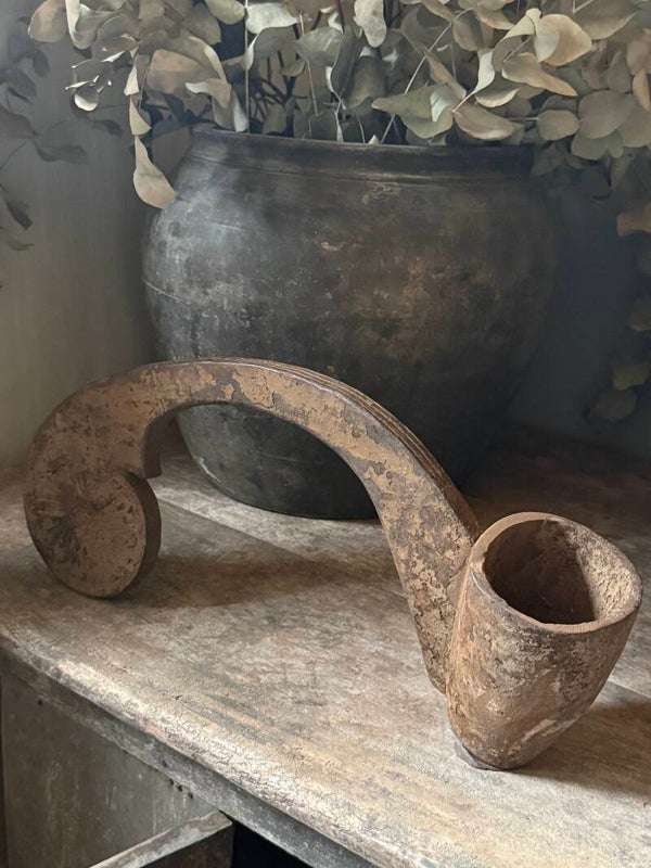 Lepel, houten lepel met snijwerk G