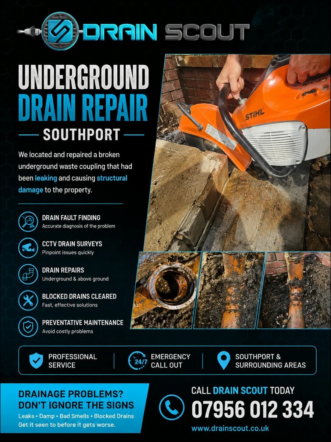 Collapsed drain CCtv survey