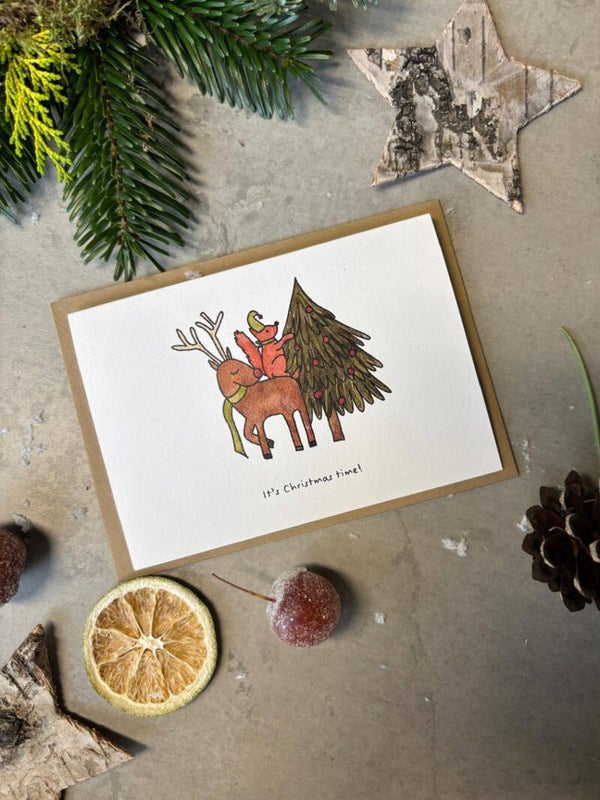 Kerstkaartje - Rendier