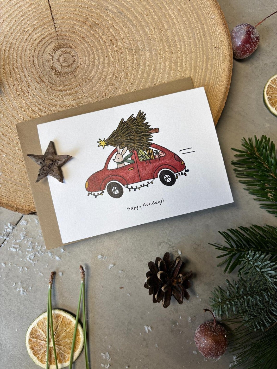 Kerstkaartje - Auto