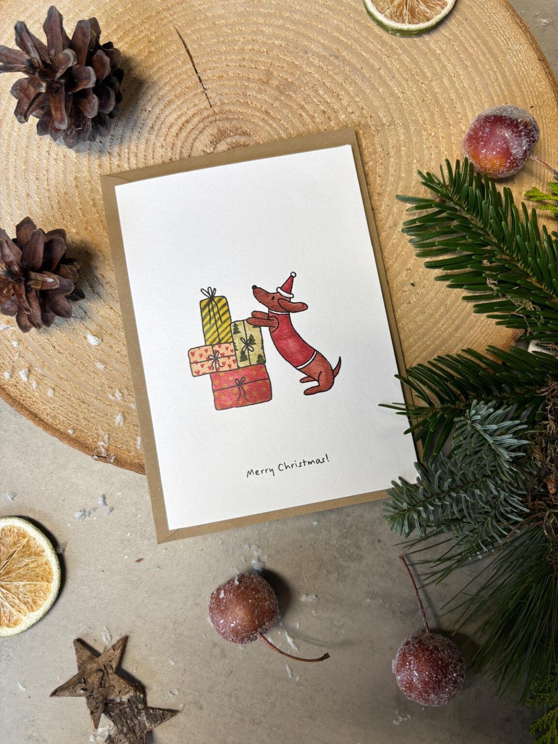 Kerstkaartje - Teckel