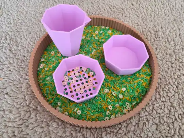 Hexagoon zeef/bakjes set