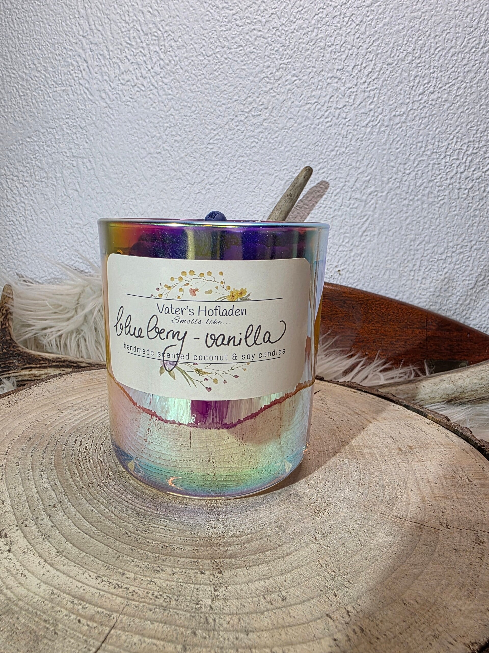 große irisierende Duftkerze blueberry-vanilla