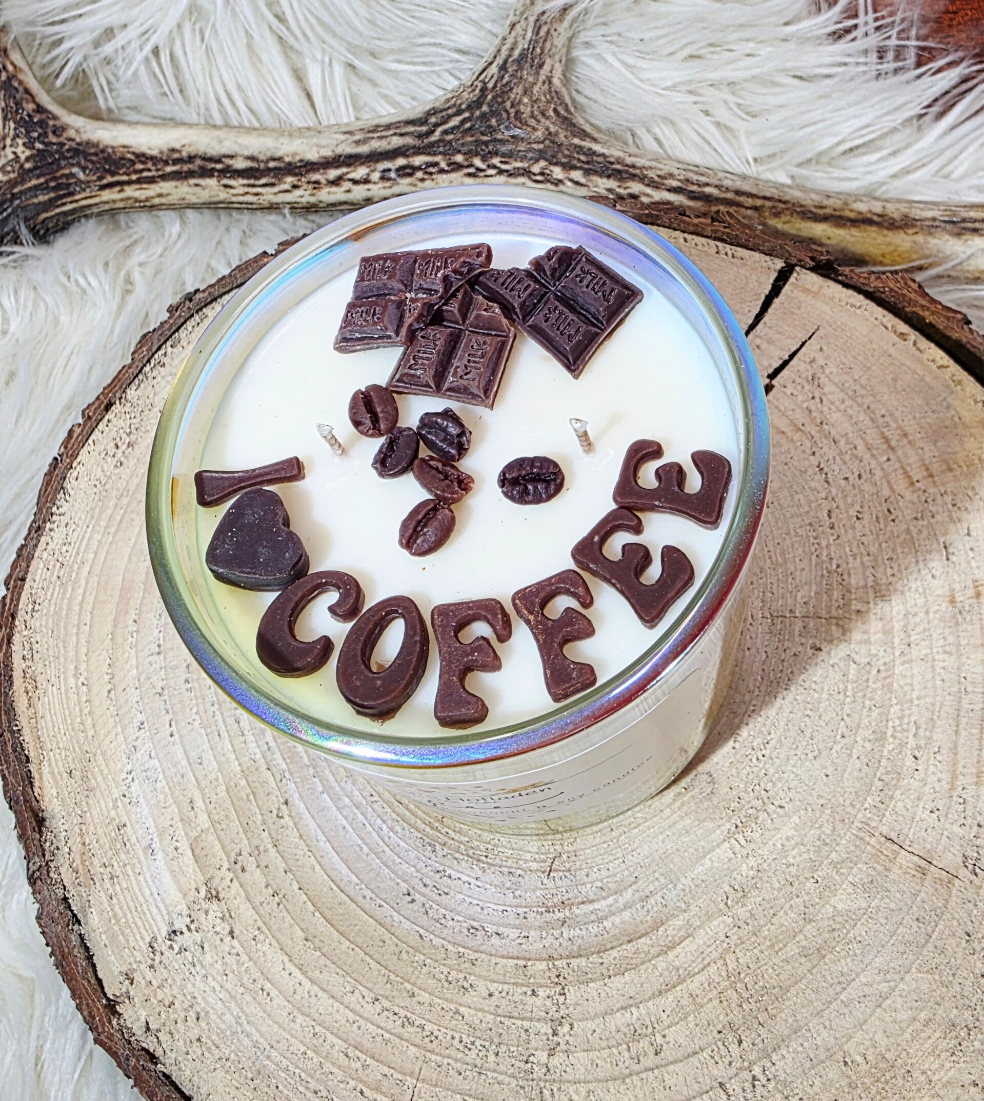 große irisierende Duftkerze coffee