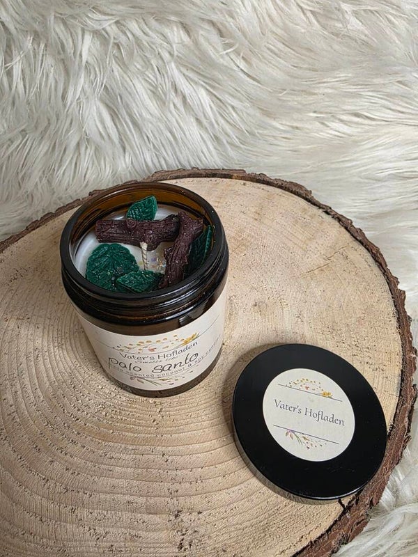 kleine braune Duftkerze palo santo