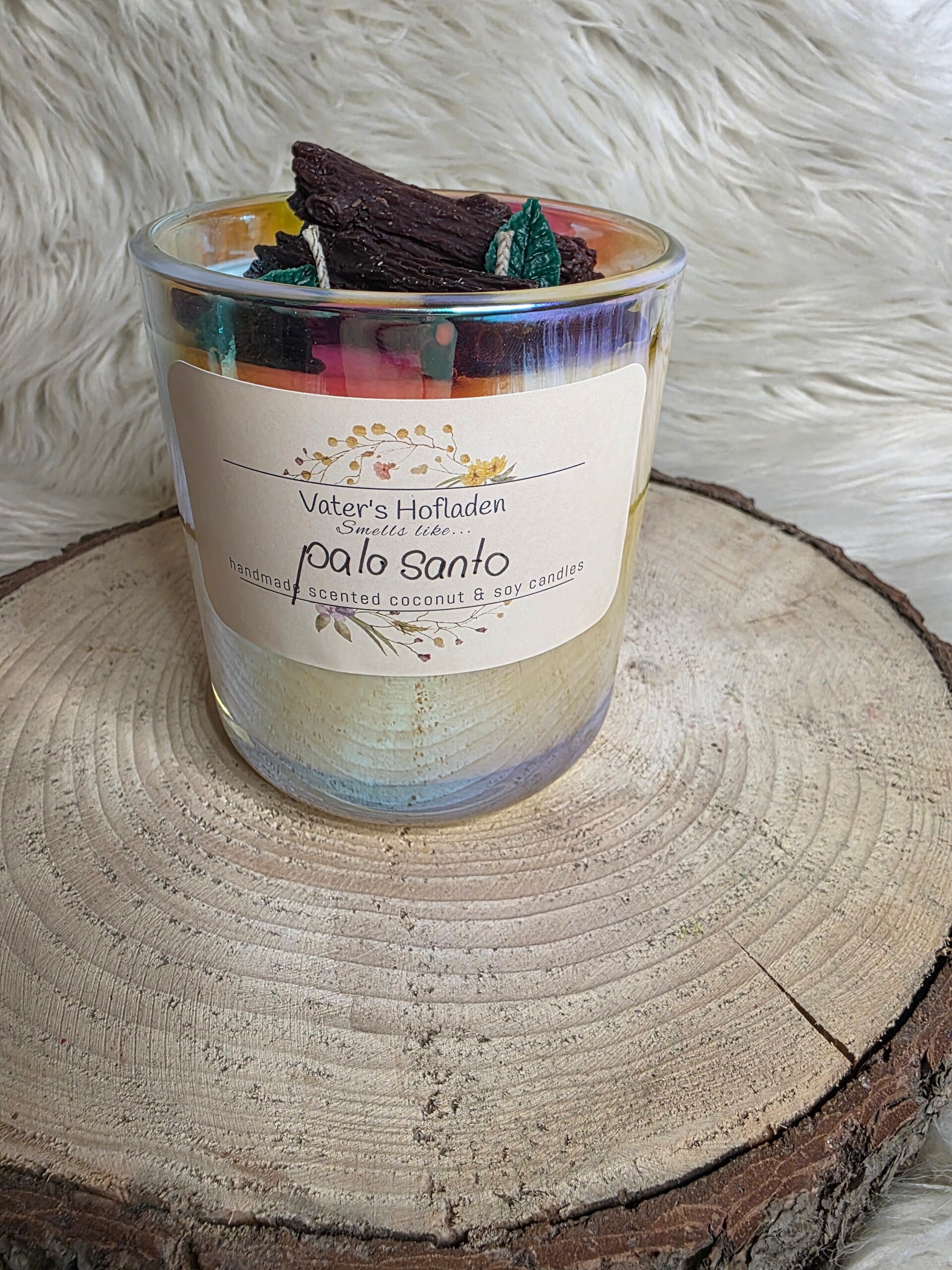 große irisierende Duftkerze palo santo