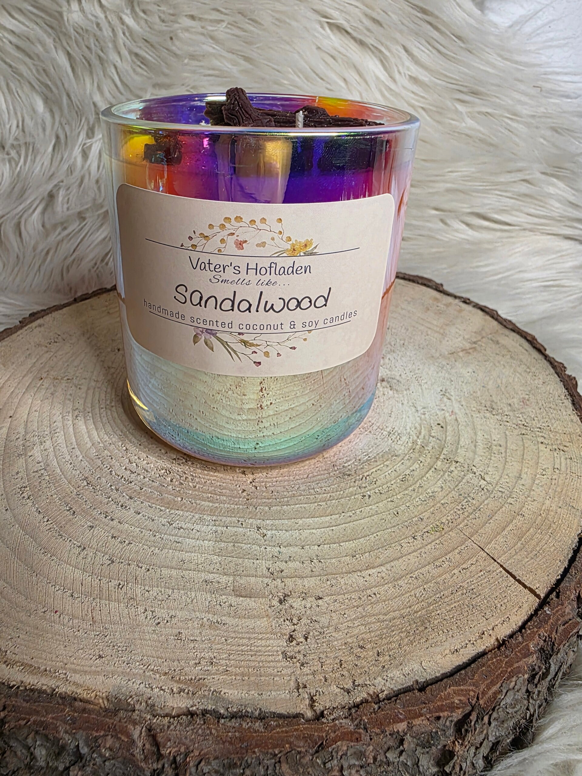 große irisierende Duftkerze sandalwood