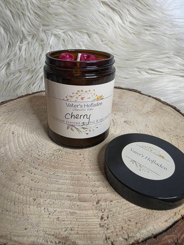 kleine braune Duftkerze cherry