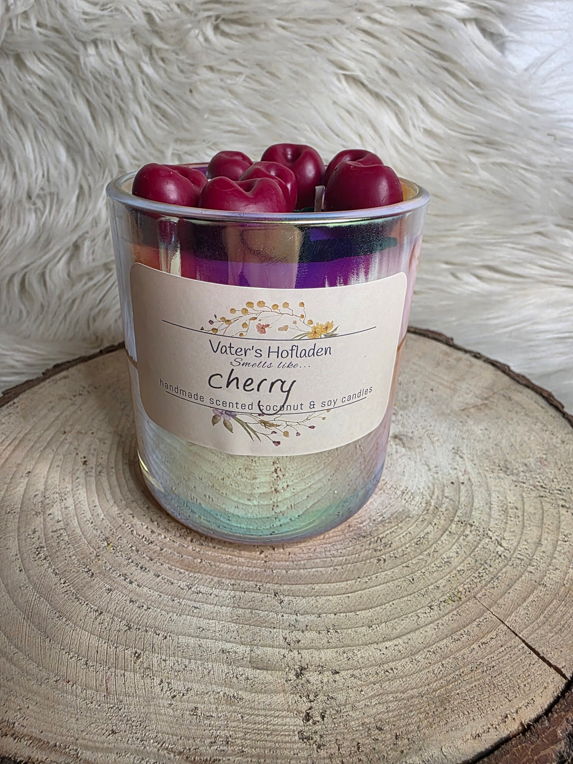 große irisierende Duftkerze cherry