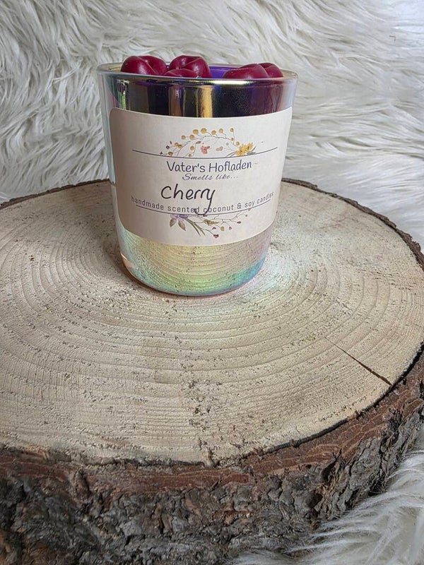 kleine irisierende Duftkerze cherry