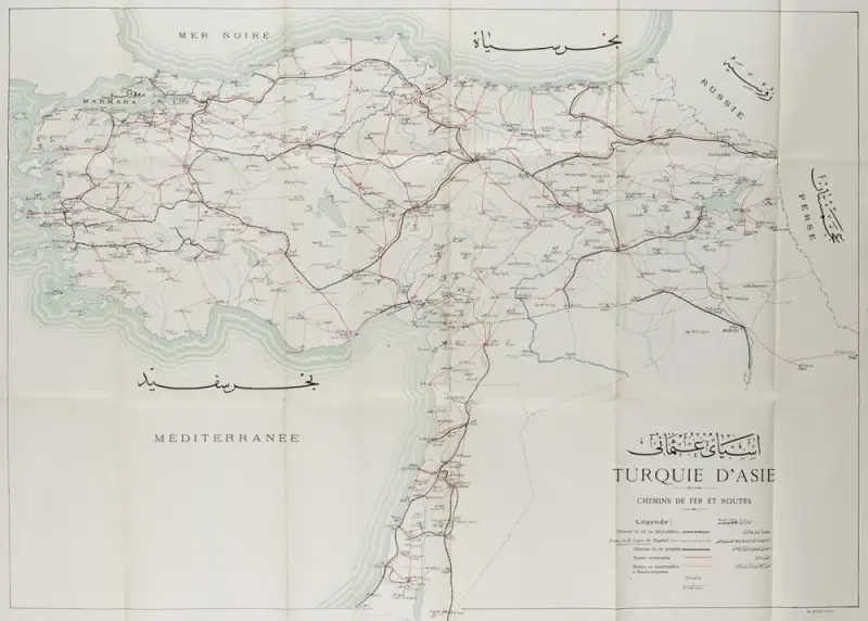 Chemins de fer Orientaux railway map Vienna to Istanbul - Baron de Hirsch
