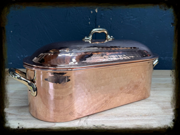 Silver-Lined -Super Rare Hammered Copper Fish Poacher (Troutière) – Unmarked – Exceptional Condition