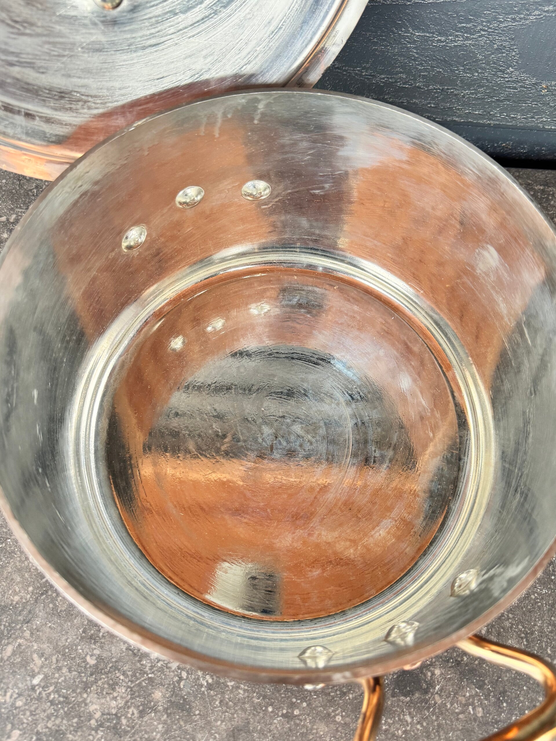 Retinned copper pan