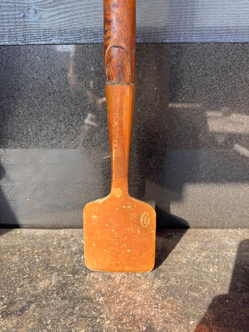  Letang Fils - Rare antique copper spatula standing upright showing thick copper and patina