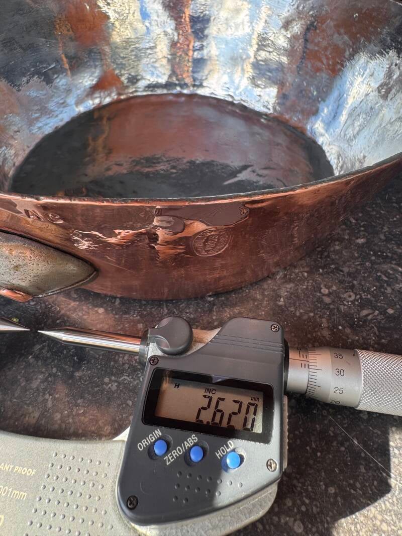 Copper thickness measurement 2.62mm - Jules Gaillard pan 1918