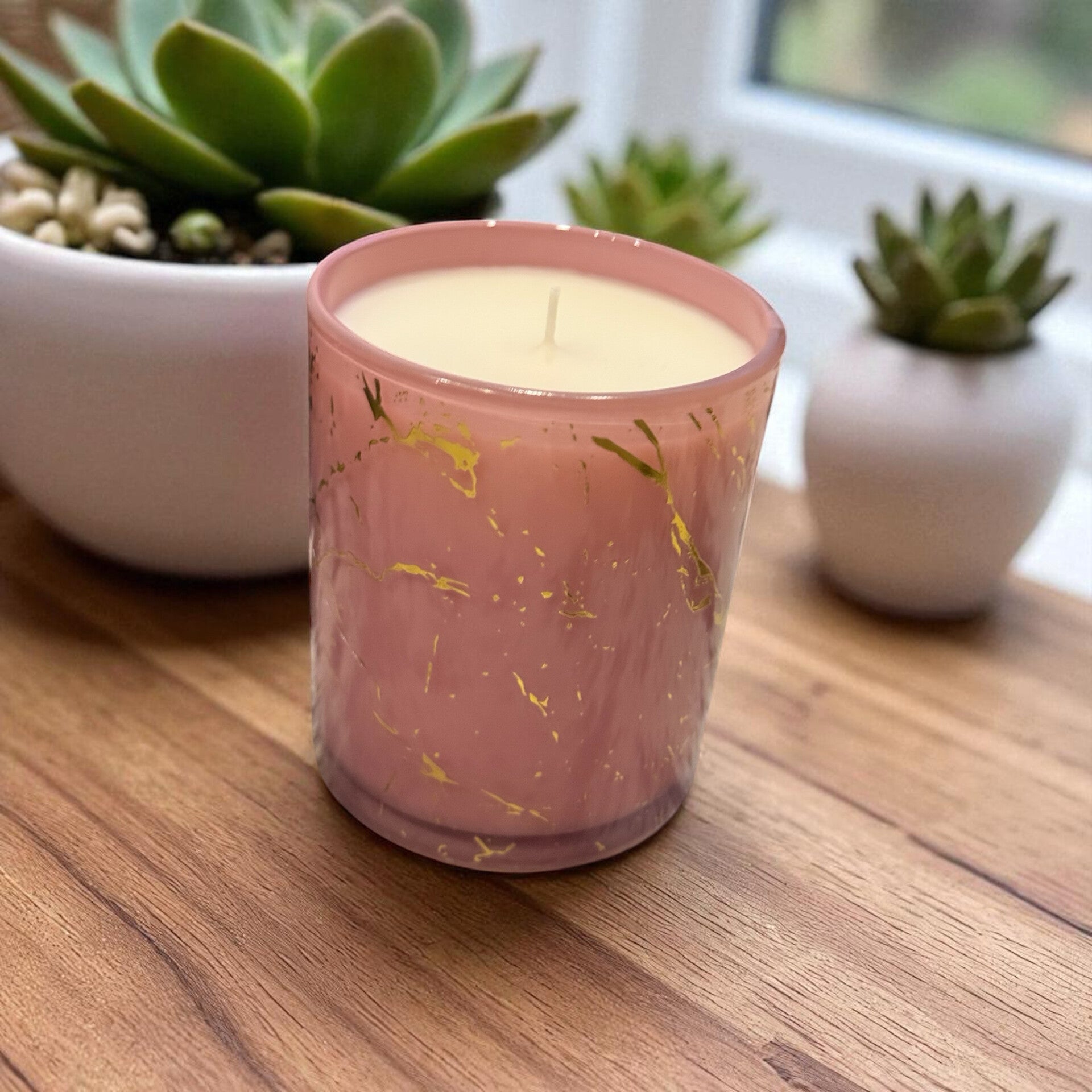 Marble Cambridge Pink/Gold candle