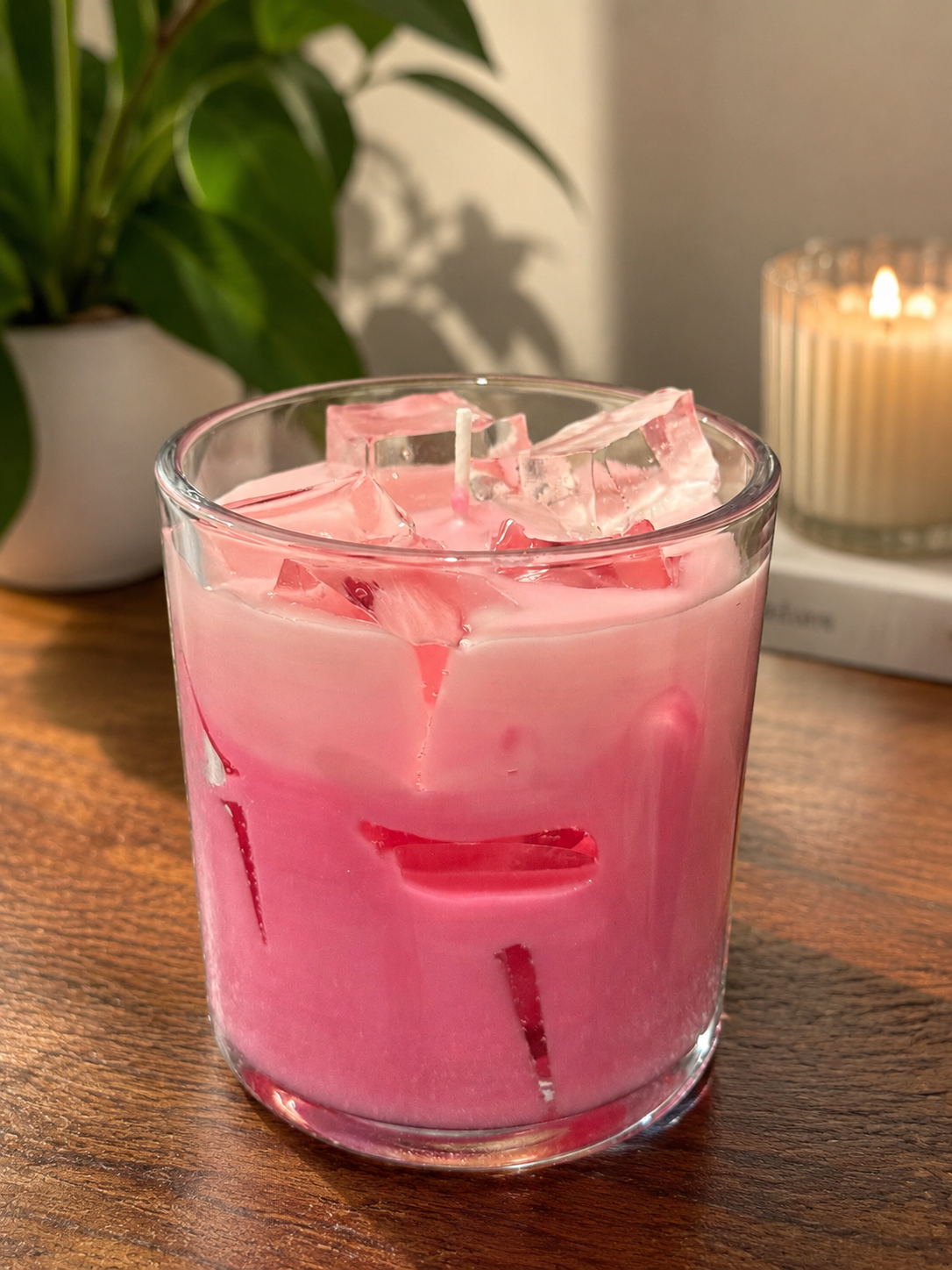Strawberry latte Iced candle