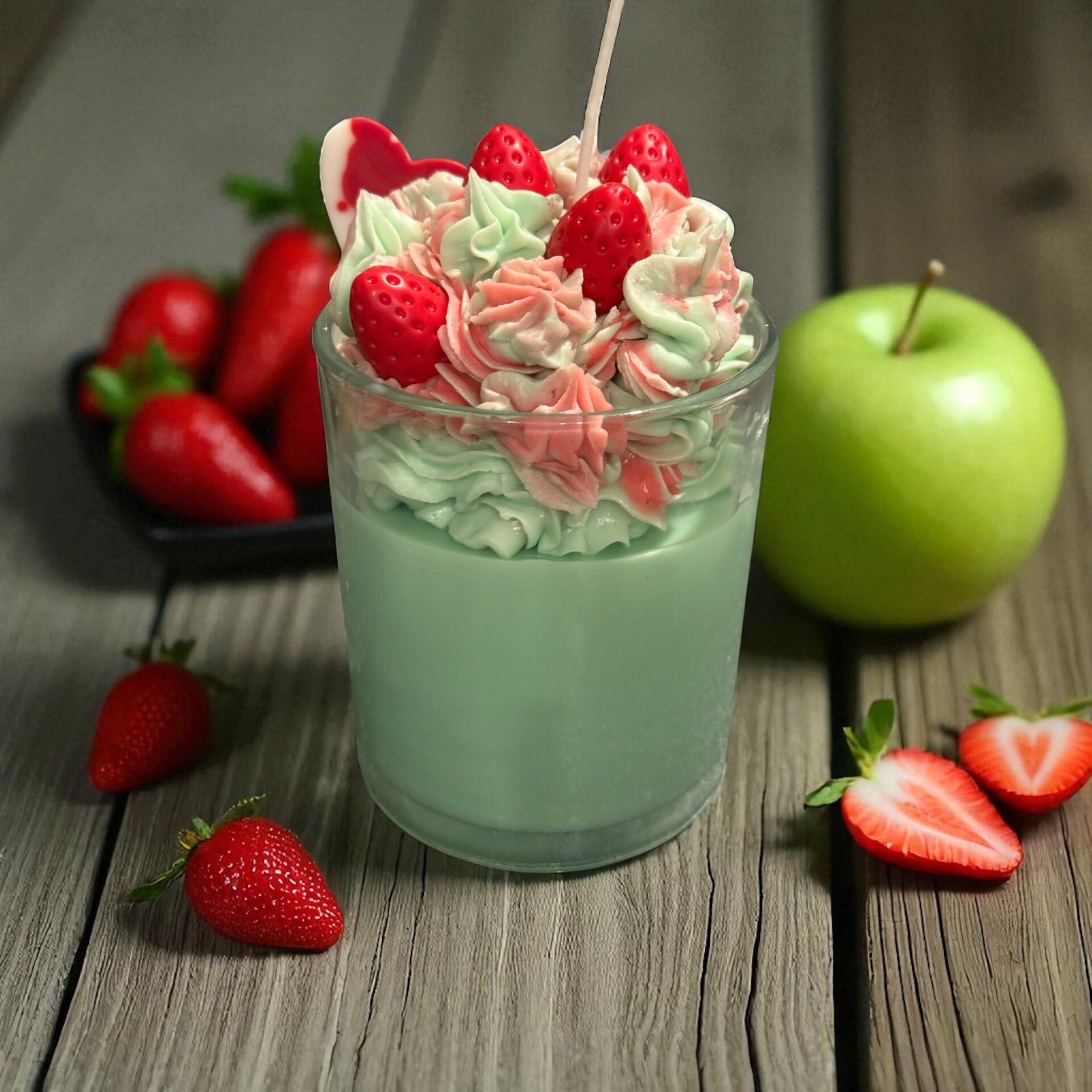 Strawberry and green apple whipped candle large