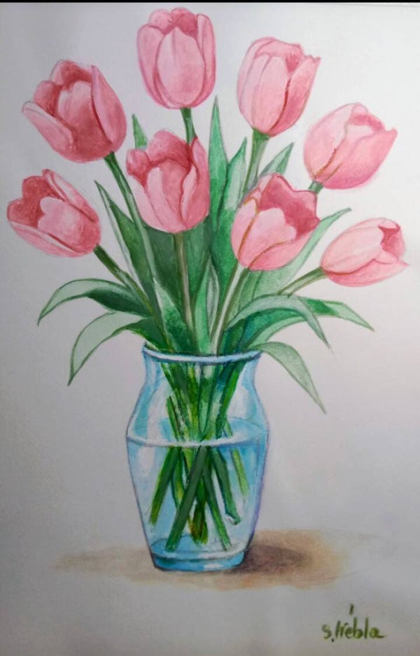 Vase de tulipes Aquarelle