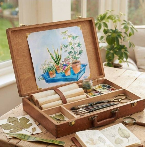 Aquarelle originale "Esquisse botanique" Illustration de plantes d'intérieur
