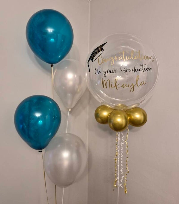 Bubble Balloon with 4 balloon bouquet