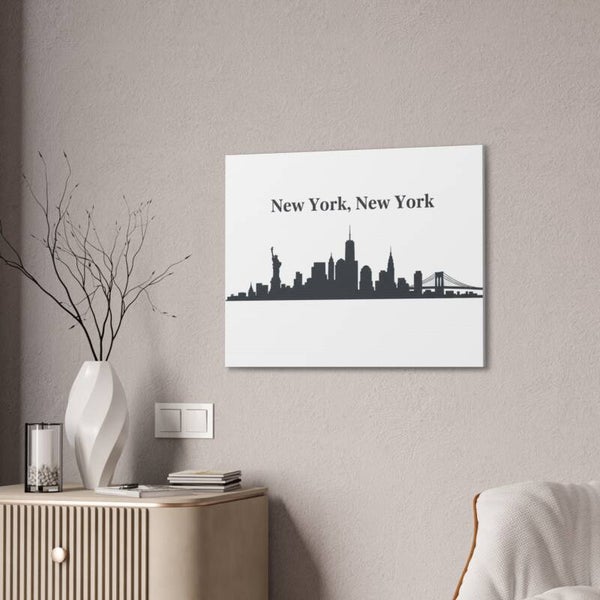 New York Skyline Canvas Wall Art — "New York, New York" Minimalist Cityscape