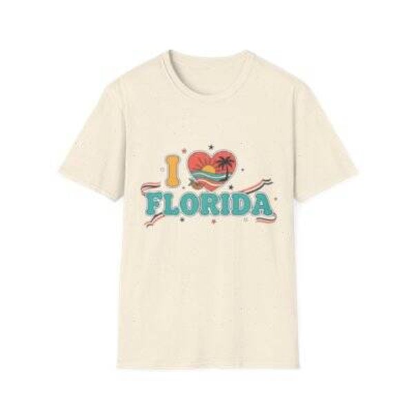 I Love Florida T-Shirt – Retro Sunset Palm Beach Vacation Tee (Adults)