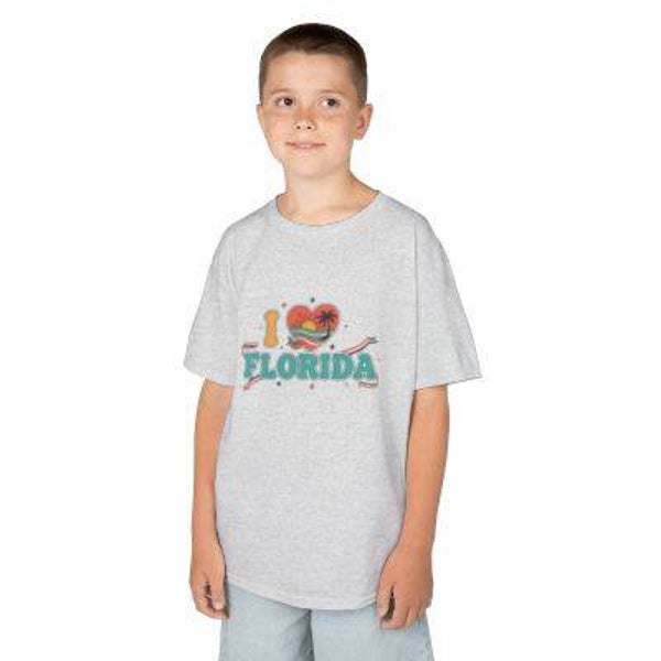 Kids 'I Love Florida' Heart Graphic TShirt (Beach Vibes, Vacation Souvenir)