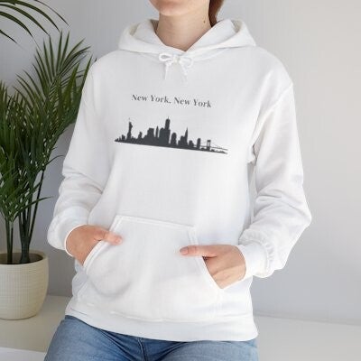 Unisex New York Skyline Hoodie – Minimal "New York, New York" Cityscape Sweatshirt